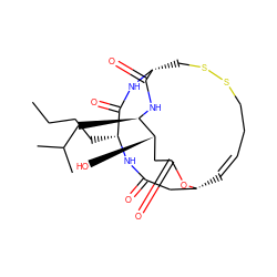 CCCC[C@H]1NC(=O)C[C@H]2/C=C/CCSSC[C@@H](NC1=O)C(=O)N[C@H](CC(C)C)[C@@H](O)CC(=O)O2 ZINC000169330959