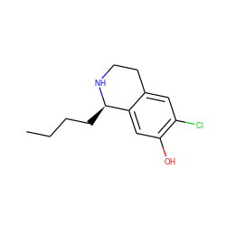 CCCC[C@H]1NCCc2cc(Cl)c(O)cc21 ZINC000045284818