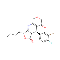 CCCC[C@H]1OC(=O)C2C1=NC1=C(C(=O)COC1)[C@H]2c1ccc(F)c(Br)c1 ZINC000040766723