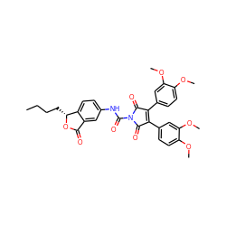 CCCC[C@H]1OC(=O)c2cc(NC(=O)N3C(=O)C(c4ccc(OC)c(OC)c4)=C(c4ccc(OC)c(OC)c4)C3=O)ccc21 ZINC000473086704