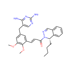 CCCC[C@H]1c2ccccc2C=NN1C(=O)/C=C/c1cc(Cc2cnc(N)nc2N)cc(OC)c1OC ZINC000043075409