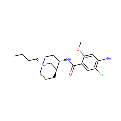 CCCC[N@@+]12CCC[C@@H](C1)[C@@H](NC(=O)c1cc(Cl)c(N)cc1OC)CC2 ZINC000253637629