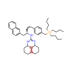 CCCC[PH](CCCC)(CCCC)Cc1ccc(/C=C\[C@H](Cc2ccc3ccccc3c2)N/C(=N/C2CCCCC2)NC2CCCCC2)cc1 ZINC000049808370