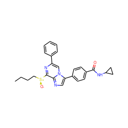 CCCC[S@+]([O-])c1nc(-c2ccccc2)cn2c(-c3ccc(C(=O)NC4CC4)cc3)cnc12 ZINC000118744900