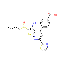 CCCC[S@+]([O-])c1sc2nc(-c3nccs3)cc(-c3ccc(C(=O)O)cc3)c2c1N ZINC001772610456