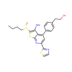 CCCC[S@+]([O-])c1sc2nc(-c3nccs3)cc(-c3ccc(CCO)cc3)c2c1N ZINC001772614389