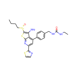 CCCC[S@+]([O-])c1sc2nc(-c3nccs3)cc(-c3ccc(CNC(=O)NCC)cc3)c2c1N ZINC001772653838