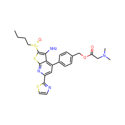 CCCC[S@+]([O-])c1sc2nc(-c3nccs3)cc(-c3ccc(COC(=O)CN(C)C)cc3)c2c1N ZINC001772620221