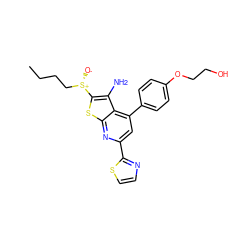 CCCC[S@+]([O-])c1sc2nc(-c3nccs3)cc(-c3ccc(OCCO)cc3)c2c1N ZINC001772649880