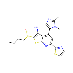 CCCC[S@+]([O-])c1sc2nc(-c3nccs3)cc(-c3cnc(C)n3C)c2c1N ZINC000230474560