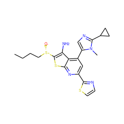 CCCC[S@+]([O-])c1sc2nc(-c3nccs3)cc(-c3cnc(C4CC4)n3C)c2c1N ZINC001772646534