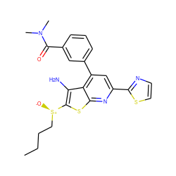 CCCC[S@@+]([O-])c1sc2nc(-c3nccs3)cc(-c3cccc(C(=O)N(C)C)c3)c2c1N ZINC001772640696