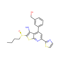 CCCC[S@@+]([O-])c1sc2nc(-c3nccs3)cc(-c3cccc(CO)c3)c2c1N ZINC001772574984