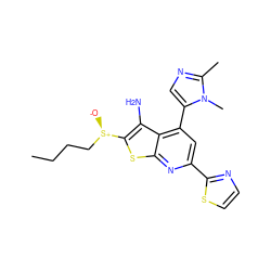 CCCC[S@@+]([O-])c1sc2nc(-c3nccs3)cc(-c3cnc(C)n3C)c2c1N ZINC000230474520