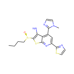 CCCC[S@@+]([O-])c1sc2nc(-c3nccs3)cc(-c3nccn3C)c2c1N ZINC001772657765