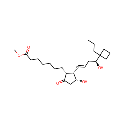 CCCC1([C@@H](O)C/C=C/[C@@H]2[C@H](O)CC(=O)[C@@H]2CCCCCCC(=O)OC)CCC1 ZINC000026171989