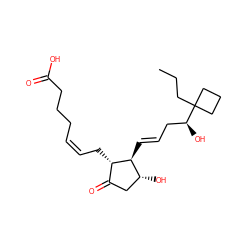 CCCC1([C@@H](O)C/C=C/[C@H]2[C@H](O)CC(=O)[C@@H]2C/C=C\CCCC(=O)O)CCC1 ZINC000013836510