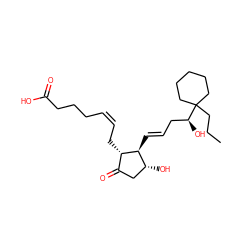 CCCC1([C@@H](O)C/C=C/[C@H]2[C@H](O)CC(=O)[C@@H]2C/C=C\CCCC(=O)O)CCCCC1 ZINC000013836515