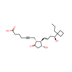 CCCC1([C@@H](O)C/C=C/[C@H]2[C@H](O)CC(=O)[C@@H]2CC#CCCCC(=O)O)CCC1 ZINC000013836511