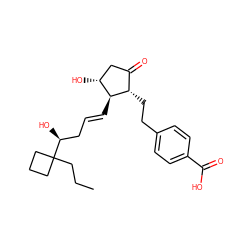 CCCC1([C@@H](O)C/C=C/[C@H]2[C@H](O)CC(=O)[C@@H]2CCc2ccc(C(=O)O)cc2)CCC1 ZINC000013836512