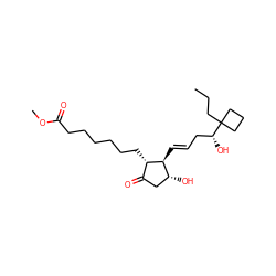 CCCC1([C@H](O)C/C=C/[C@H]2[C@H](O)CC(=O)[C@@H]2CCCCCCC(=O)OC)CCC1 ZINC000004215145