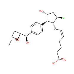 CCCC1([C@H](O)c2ccc([C@H]3[C@H](O)C[C@@H](Cl)[C@@H]3C/C=C\CCCC(=O)O)cc2)CCC1 ZINC000137010367