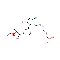 CCCC1([C@H](O)c2cccc([C@H]3[C@H](O)C[C@@H](Cl)[C@@H]3C/C=C\CCCC(=O)O)c2)CCC1 ZINC000038378431