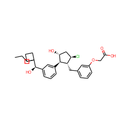 CCCC1([C@H](O)c2cccc([C@H]3[C@H](O)C[C@@H](Cl)[C@@H]3Cc3cccc(OCC(=O)O)c3)c2)CCC1 ZINC000137015384