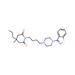 CCCC1(C)CC(=O)N(CCCCN2CCN(c3nsc4ccccc34)CC2)C(=O)C1 ZINC000027193271