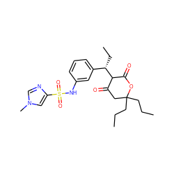 CCCC1(CCC)CC(=O)C([C@@H](CC)c2cccc(NS(=O)(=O)c3cn(C)cn3)c2)C(=O)O1 ZINC000100887734