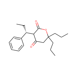 CCCC1(CCC)CC(=O)C([C@@H](CC)c2ccccc2)C(=O)O1 ZINC000100785402