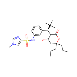 CCCC1(CCC)CC(=O)C([C@@H](c2cccc(NS(=O)(=O)c3cn(C)cn3)c2)C(C)(C)C)C(=O)O1 ZINC000100887181