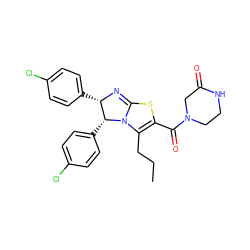 CCCC1=C(C(=O)N2CCNC(=O)C2)SC2=N[C@@H](c3ccc(Cl)cc3)[C@@H](c3ccc(Cl)cc3)N21 ZINC000095579390