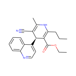 CCCC1=C(C(=O)OCC)[C@@H](c2ccnc3ccccc23)C(C#N)=C(C)N1 ZINC000049070725