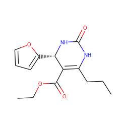 CCCC1=C(C(=O)OCC)[C@H](c2ccco2)NC(=O)N1 ZINC000076215482