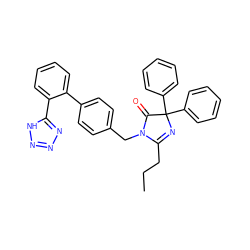 CCCC1=NC(c2ccccc2)(c2ccccc2)C(=O)N1Cc1ccc(-c2ccccc2-c2nnn[nH]2)cc1 ZINC000029314840