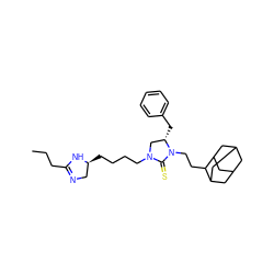 CCCC1=NC[C@H](CCCCN2C[C@H](Cc3ccccc3)N(CCC3C4CC5CC(C4)CC3C5)C2=S)N1 ZINC001772609657