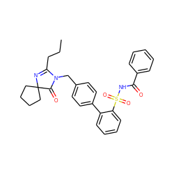 CCCC1=NC2(CCCC2)C(=O)N1Cc1ccc(-c2ccccc2S(=O)(=O)NC(=O)c2ccccc2)cc1 ZINC000001483056