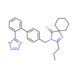 CCCC1=NC2(CCCCC2)C(=O)N1Cc1ccc(-c2ccccc2-c2nnn[nH]2)cc1 ZINC000029327578