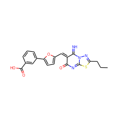 CCCC1=NN2C(=N)/C(=C/c3ccc(-c4cccc(C(=O)O)c4)o3)C(=O)N=C2S1 ZINC000033143530