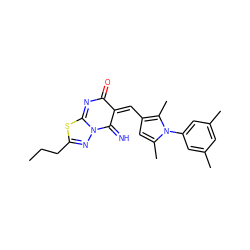 CCCC1=NN2C(=N)/C(=C\c3cc(C)n(-c4cc(C)cc(C)c4)c3C)C(=O)N=C2S1 ZINC000005249573