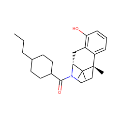 CCCC1CCC(C(=O)N2CC[C@@]3(C)c4cccc(O)c4C[C@@H]2C3(C)C)CC1 ZINC000205473087