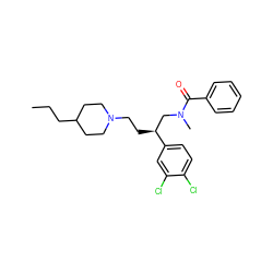 CCCC1CCN(CC[C@@H](CN(C)C(=O)c2ccccc2)c2ccc(Cl)c(Cl)c2)CC1 ZINC000029569624