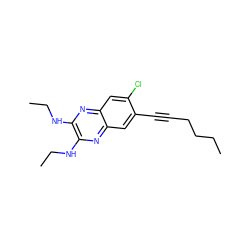 CCCCC#Cc1cc2nc(NCC)c(NCC)nc2cc1Cl ZINC000115764947