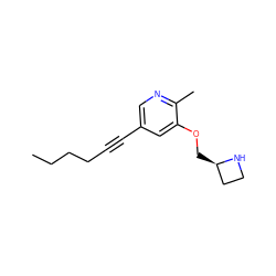 CCCCC#Cc1cnc(C)c(OC[C@@H]2CCN2)c1 ZINC000095581046