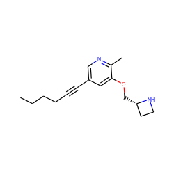 CCCCC#Cc1cnc(C)c(OC[C@H]2CCN2)c1 ZINC000095581509