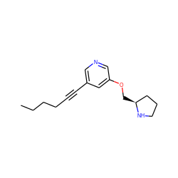 CCCCC#Cc1cncc(OC[C@H]2CCCN2)c1 ZINC000169353495