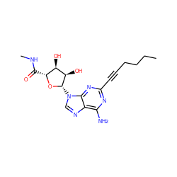 CCCCC#Cc1nc(N)c2ncn([C@@H]3O[C@H](C(=O)NC)[C@@H](O)[C@H]3O)c2n1 ZINC000003779697