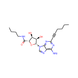 CCCCC#Cc1nc(N)c2ncn([C@@H]3O[C@H](C(=O)NCCCC)[C@@H](O)[C@H]3O)c2n1 ZINC000012405407