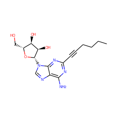 CCCCC#Cc1nc(N)c2ncn([C@@H]3O[C@H](CO)[C@@H](O)[C@H]3O)c2n1 ZINC000012405267